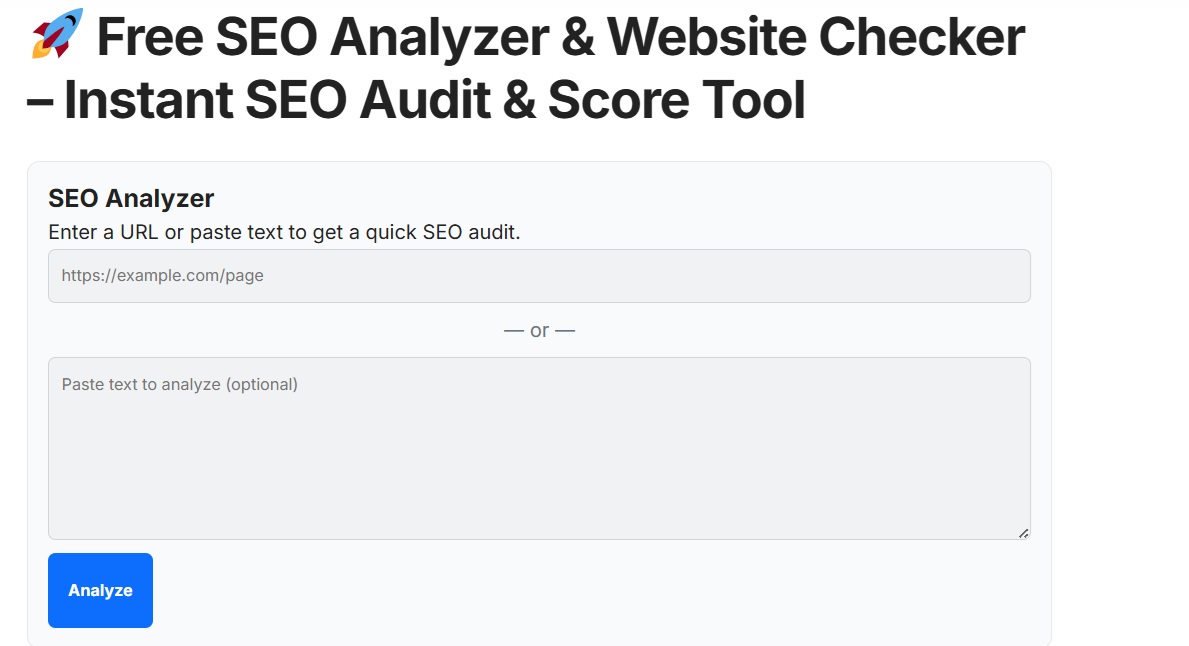 Quick & Free SEO Analyzer – Your Website SEO Checker Online 1  Free SEO Analyzer